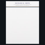 Red Blue Green 3 Lines Professional Name Contact Letterhead<br><div class="desc">Elegant and professional letterhead in white with your name and contact information in a tasteful font above three thin clean lines of burgundy, green, and navy blue. Elegant letterhead for him with his name in navy blue, address and contact information in black, and a simple yet clean design with lines...</div>