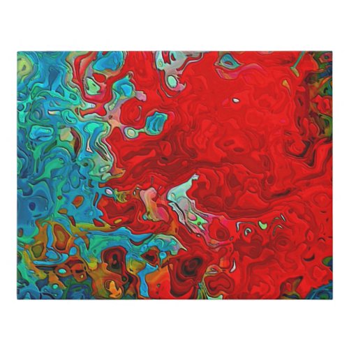 Red  Blue Green Abstract Fluid Swirls in Movement Faux Canvas Print