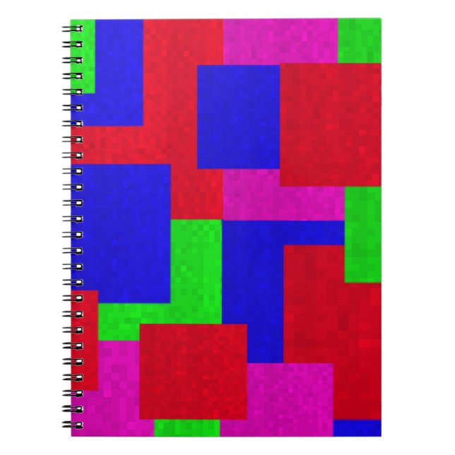 Red Blue Green Abstract Mosaic Block Colours, Notebook (Front)