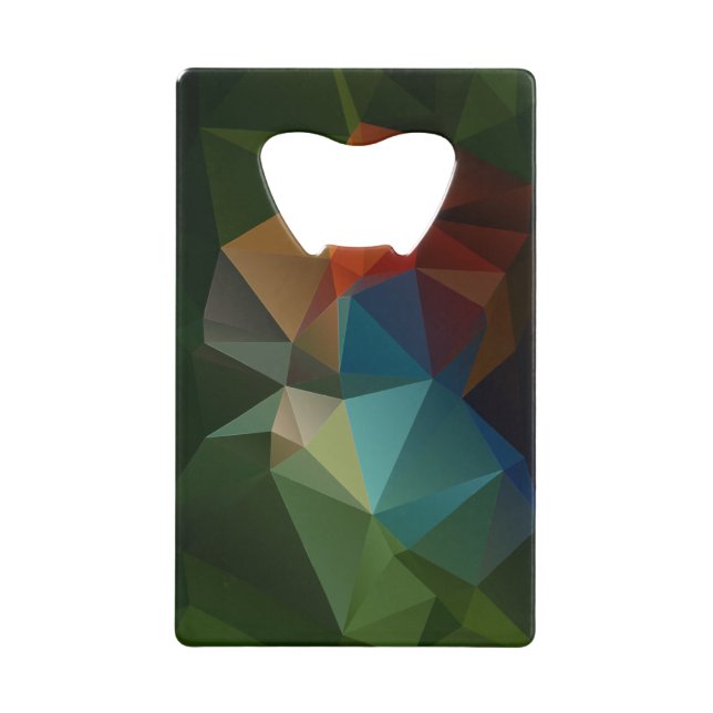 Red Blue Green Abstract Pyramid Art Credit Card Bottle Opener (Front)