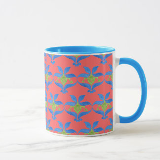 Red, Blue, Green Art Nouveau Pattern Mug