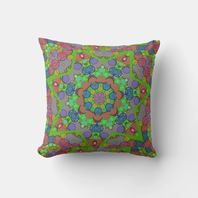 Red Blue Green Christmas Kaleidoscope Pattern Throw Pillow (Front)