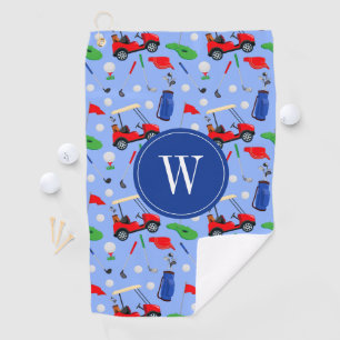 Red Blue & Green Golf Monogram Golf Towel