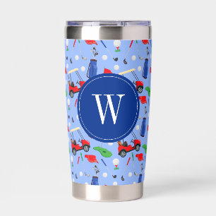 Red Blue & Green Golf Monogram Insulated Tumbler