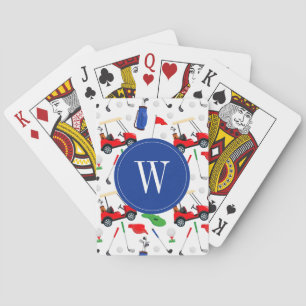 Red Blue & Green Golf Monogram Poker Cards