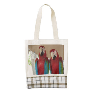 Red Blue Green Macaws (Parrots) Zazzle HEART Tote Bag