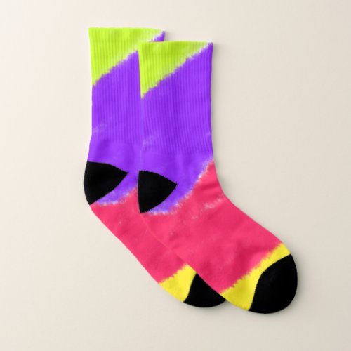 Red blue green multicolored abstract pattern throw socks
