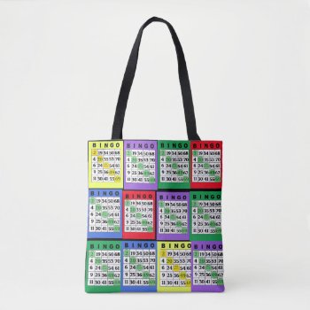 Red  Blue  Green  Purple  Yellow Bingo Cards Bag by Everything_Grandma at Zazzle