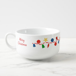 Red blue green retro Christmas ornaments Soup Mug
