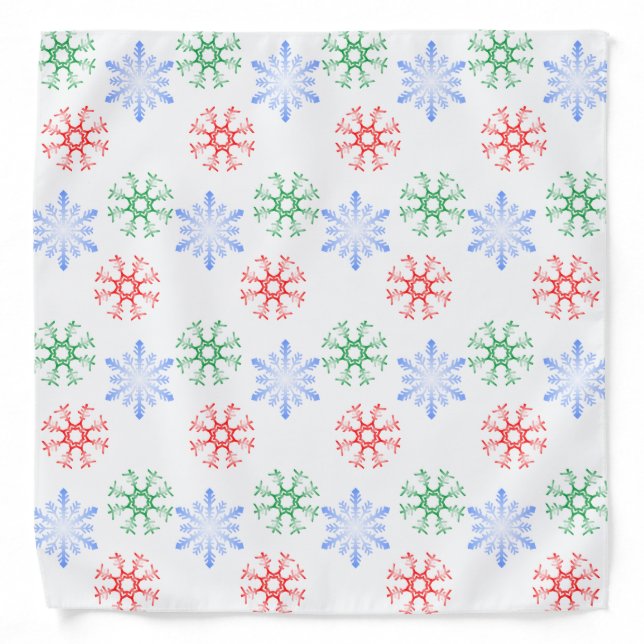 Red, Blue & Green Snowflakes Galore Bandana (Front)