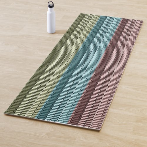 Red Blue Green Striped Pattern Yoga Mat