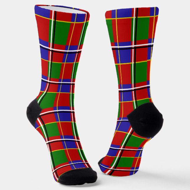 Red Blue Green Tartan Check   Socks (Angled)