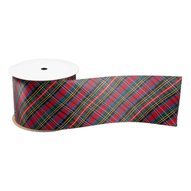 Red, Blue, green tartan design Satin Ribbon (Spool)
