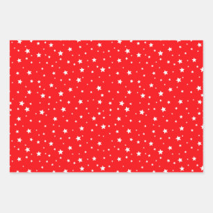 Red Blue Green white stars Perfect Christmas Wrapping Paper Sheets