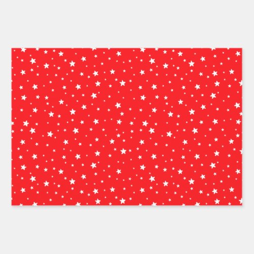 Red Blue Green white stars  Perfect Christmas Wrapping Paper Sheets