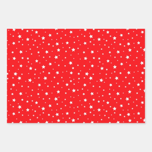 Red Blue Green white stars  Perfect Christmas Wrapping Paper Sheets (Front)