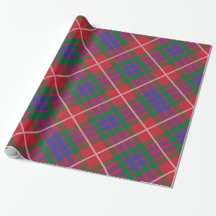 Red, blue, green, with white accents plaid pattern wrapping paper