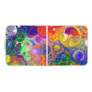 Red, Blue, Green, Yellow Abstract Marble Art Beer Pong Table