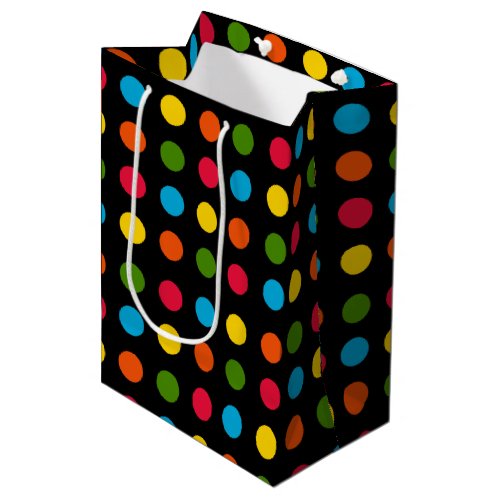 Red Blue Green Yellow Orange Polka Dot  Black  Medium Gift Bag