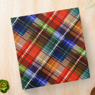 Red Blue Green Yellow Plaid Tartan Design 3 Ring Binder