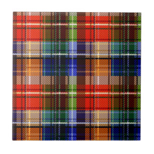Red Blue Green Yellow Plaid Tartan Design Ceramic Tile