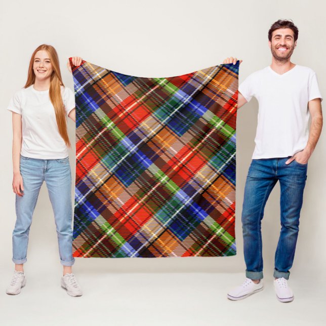 Red Blue Green Yellow Plaid Tartan Design  Fleece Blanket (Creator Uploaded)