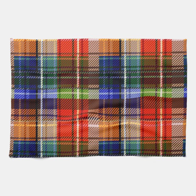 Red Blue Green Yellow Plaid Tartan Design  Kitchen Towel (Horizontal)