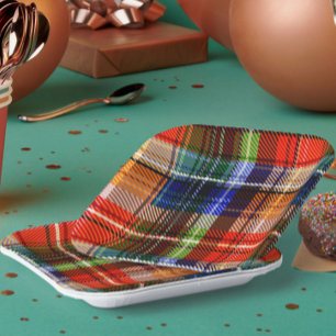 Red Blue Green Yellow Plaid Tartan Design  Paper Plates