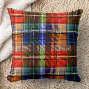 Red Blue Green Yellow Plaid Tartan Design Throw Pillow