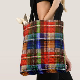 Red Blue Green Yellow Plaid Tartan Design Tote Bag