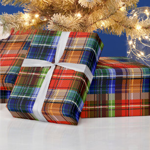 Red Blue Green Yellow Plaid Tartan Design Wrapping Paper