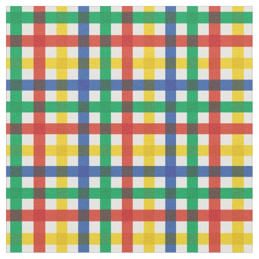 Red, Blue, Green & Yellow Summer Rainbow Plaid Fabric
