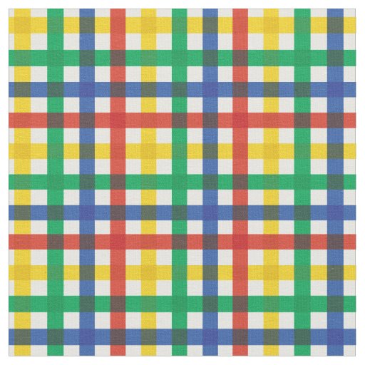 Red, Blue, Green & Yellow Summer Rainbow Plaid Fabric