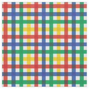 Red, Blue, Green & Yellow Summer Rainbow Plaid Fabric