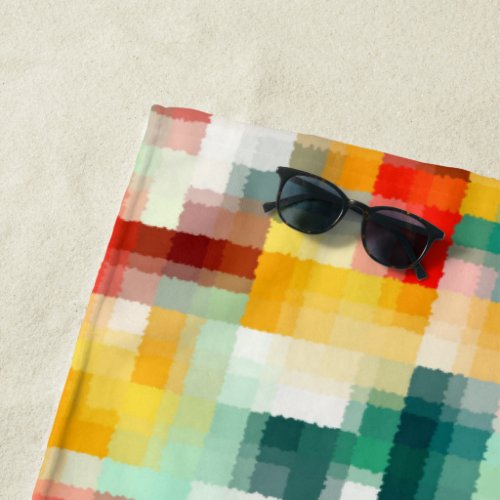 Red Blue Green Yellow White Abstract Pattern Beach Towel