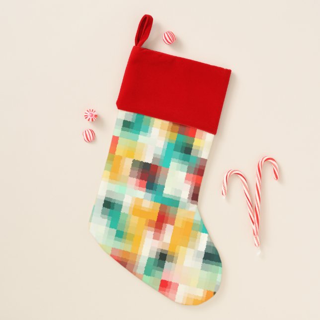 Red Blue Green Yellow White Abstract Pattern Christmas Stocking (Front)