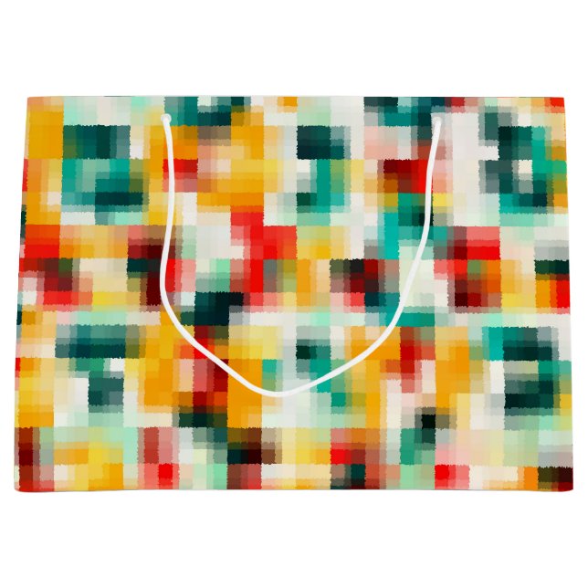 Red Blue Green Yellow White Abstract Pattern Large Gift Bag (Front)