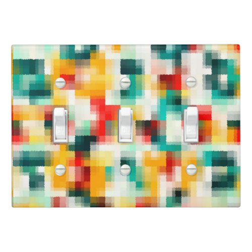 Red Blue Green Yellow White Abstract Pattern Light Switch Cover