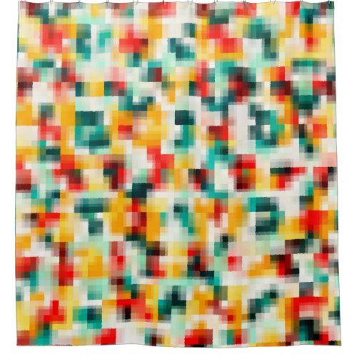 Red Blue Green Yellow White Abstract Pattern Shower Curtain