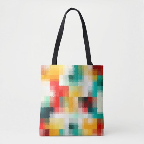 Red Blue Green Yellow White Abstract Pattern Tote Bag