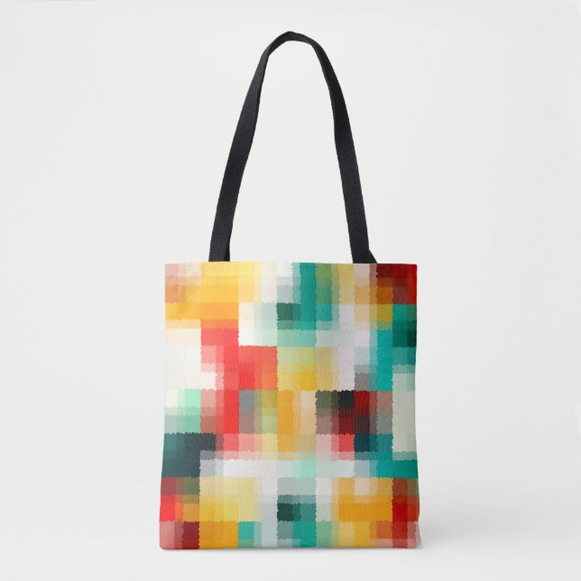 Red Blue Green Yellow White Abstract Pattern Tote Bag (Front)