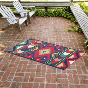 Red Blue Green Yellow White Oriental Kilim Rug