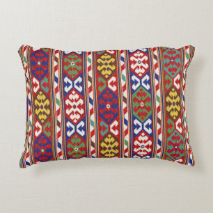 Red Blue Green Yellow White Oriental Kilim Rug Accent Pillow