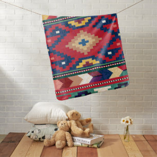 Red Blue Green Yellow White Oriental Kilim Rug Baby Blanket