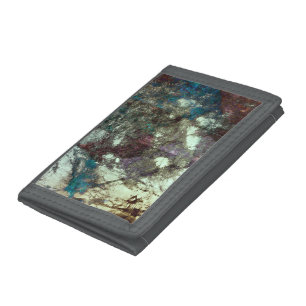 Red blue grey abstract grunge graphic design art tri-fold wallet