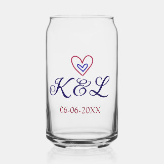 red blue heart couple name letter date modern past can glass