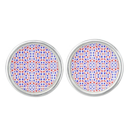 Red blue heart multicolored abstract pattern throw cufflinks