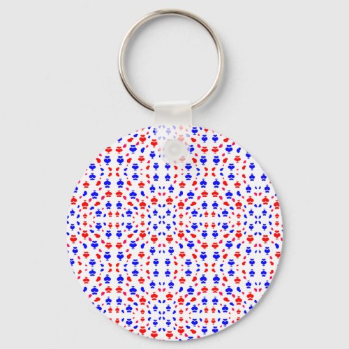 Red blue heart multicolored abstract pattern throw keychain