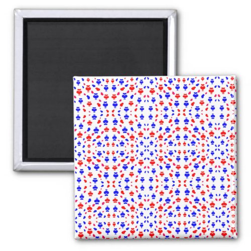 Red blue heart multicolored abstract pattern throw magnet