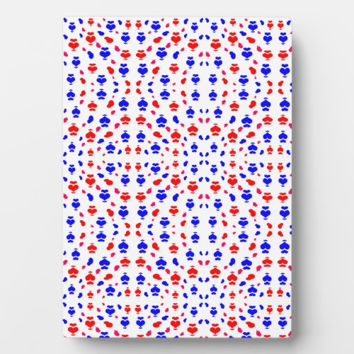 Red blue heart multicolored abstract pattern throw plaque